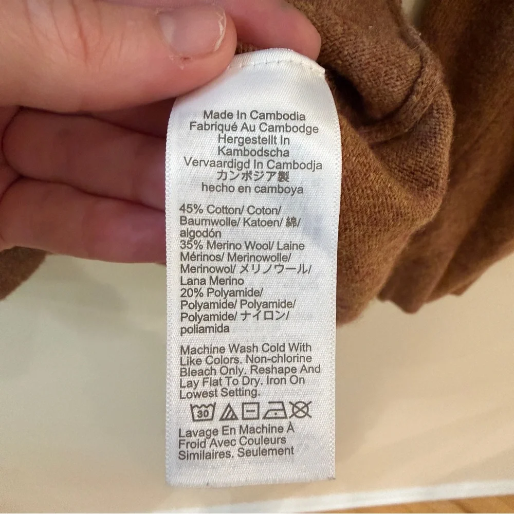 J. Crew Teddie Women’s Brown Merino Wool Cotton Blend Sweater Size Small